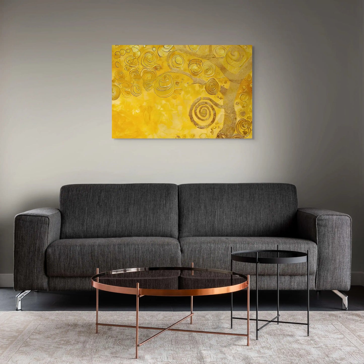 Tableau Arbre - Peinture Abstraite Dorée Art Virtuoso