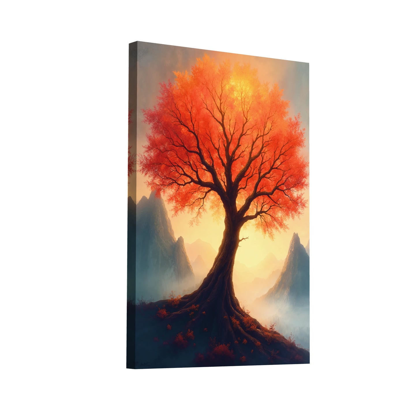 Product Hero 3D WebP Arbre Rouge Sur Toile - Nature automnale mystique - Art Virtuoso