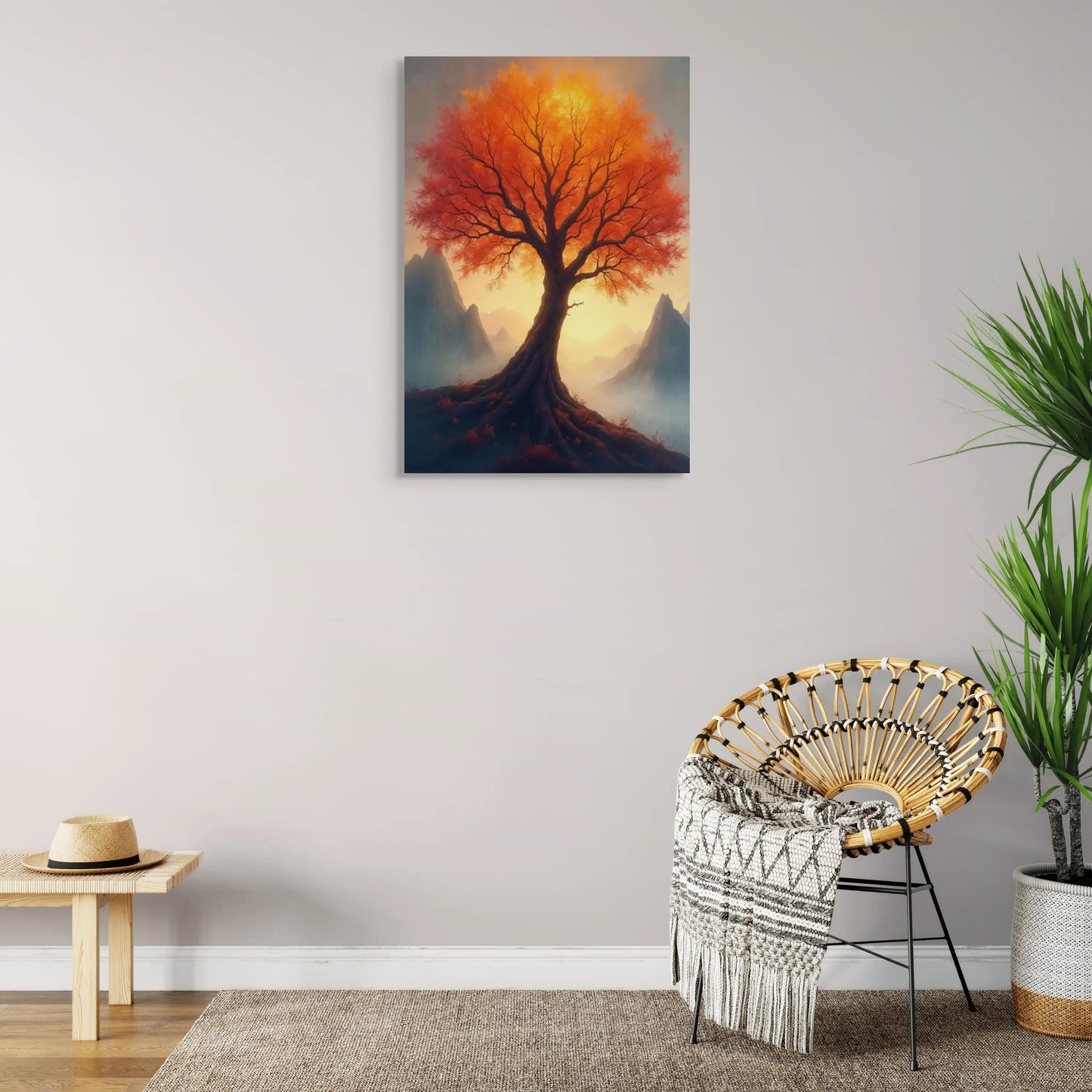 Arbre Rouge Sur Toile - Nature automnale mystique Affiches, reproductions et œuvres graphiques Art Virtuoso