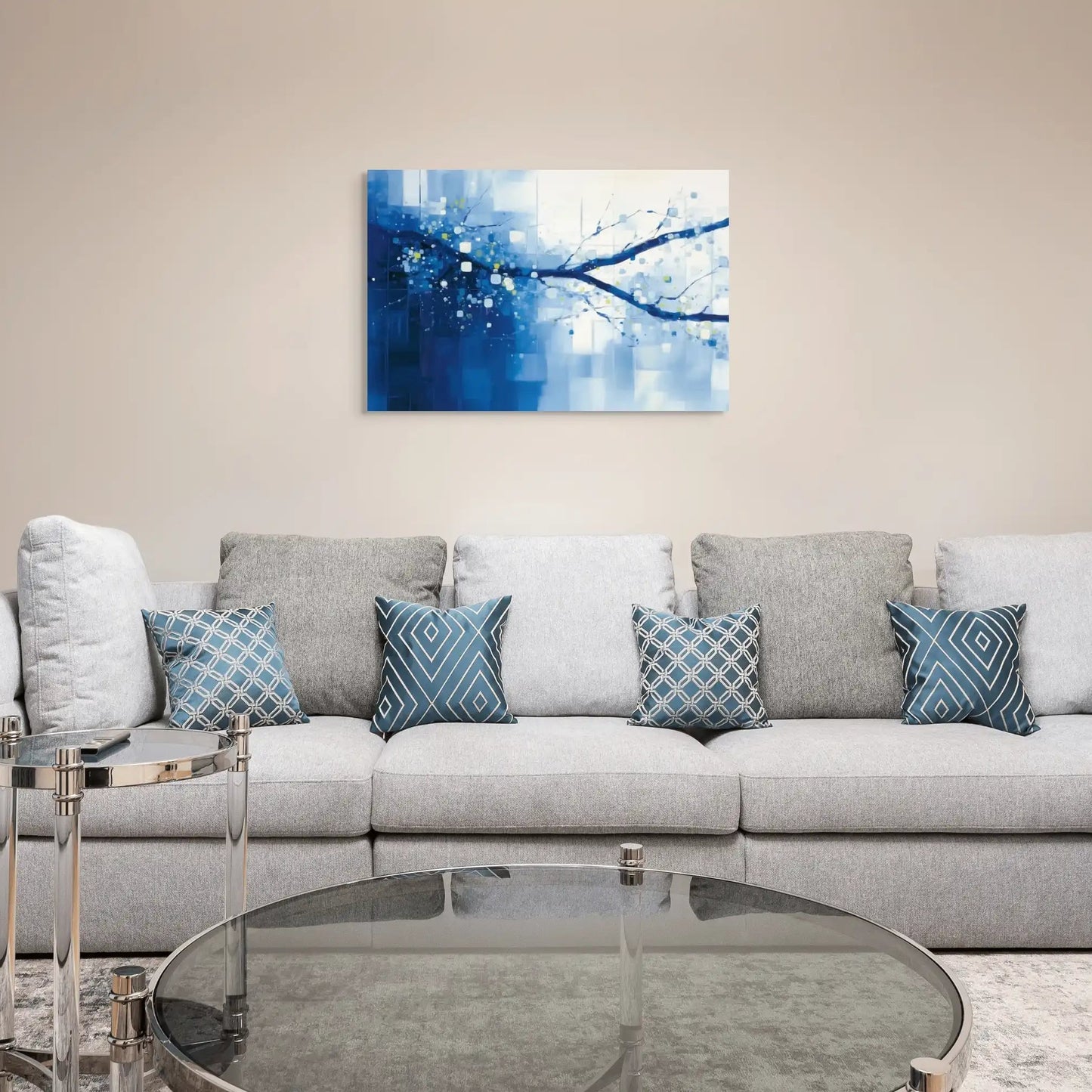 Tableau Art Abstrait Bleu - Nocturne & Hivernal Affiches, reproductions et œuvres graphiques Art Virtuoso