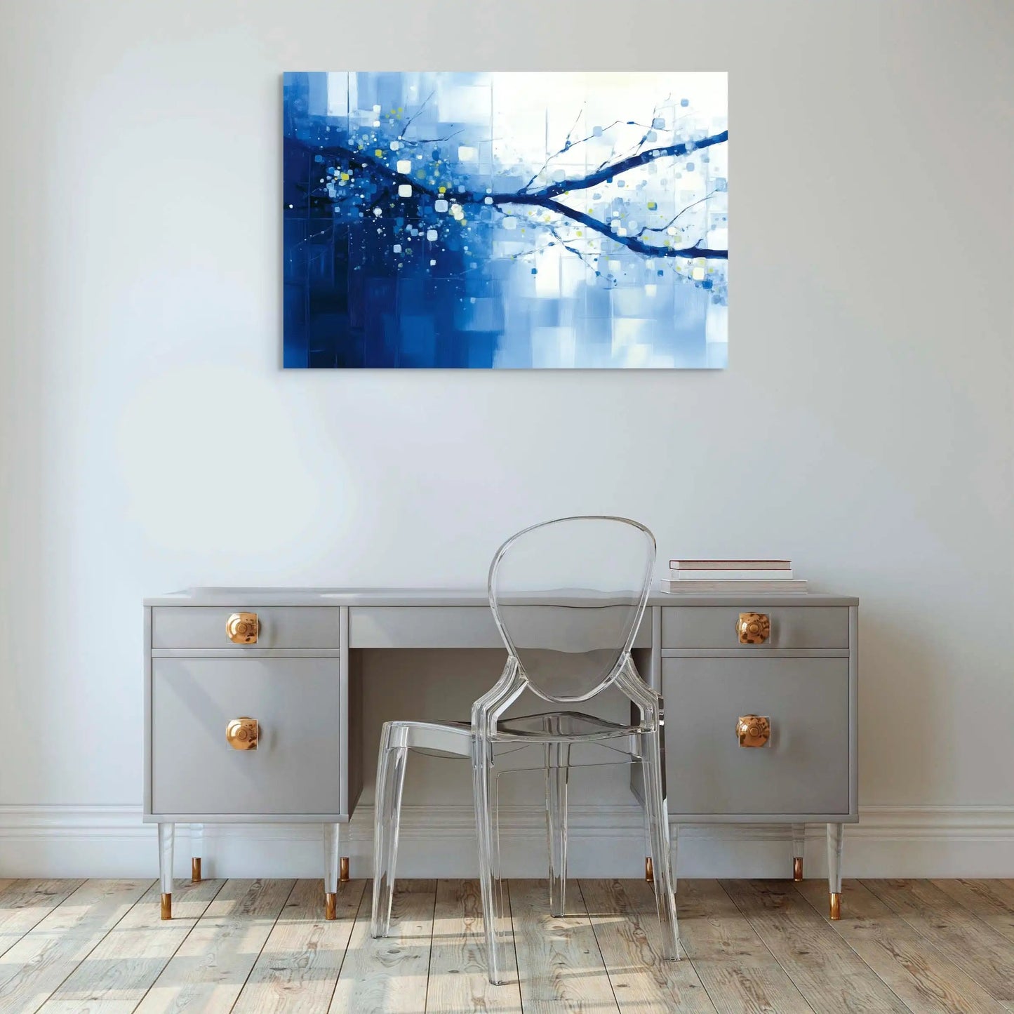 Tableau Art Abstrait Bleu - Nocturne & Hivernal Affiches, reproductions et œuvres graphiques Art Virtuoso