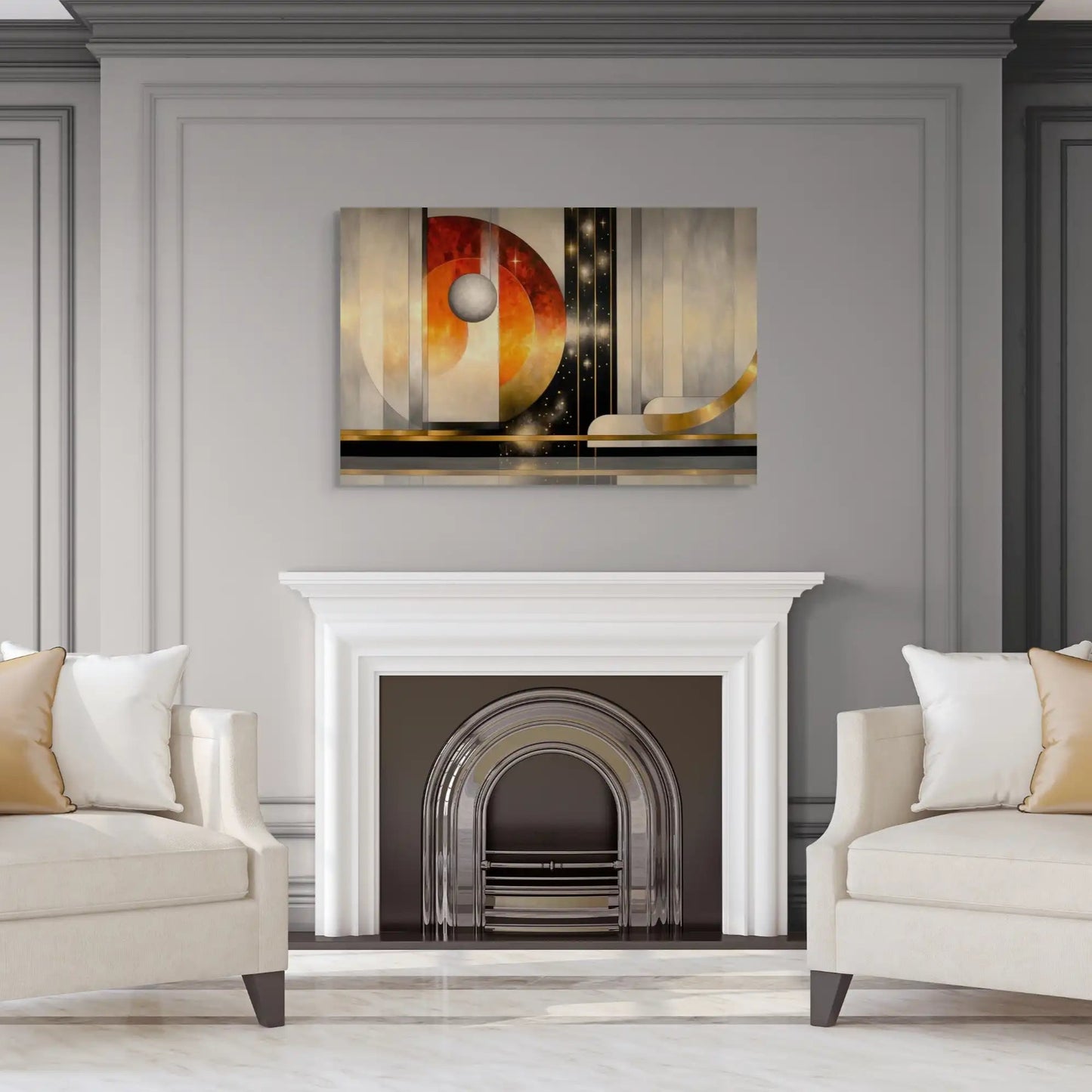 Art Deco - Peinture Murale Cosmos Affiches, reproductions et œuvres graphiques Art Virtuoso