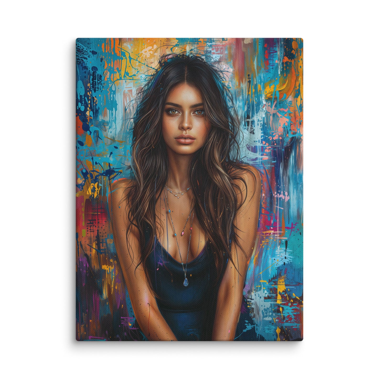 Tableau Peinture Femme Sensuelle sur fond Abstrait Art Virtuoso S