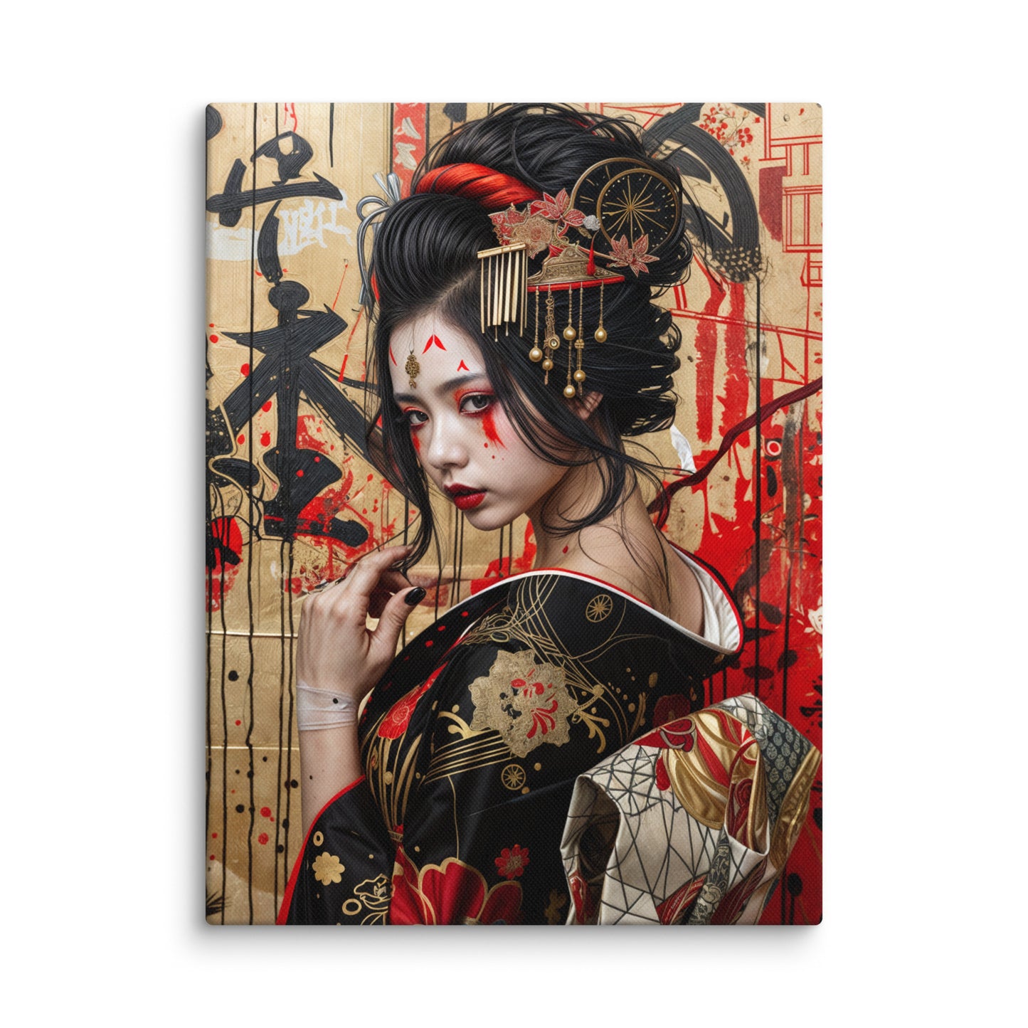 Tableau Peinture Geisha de Dos - Keiko Art Virtuoso S