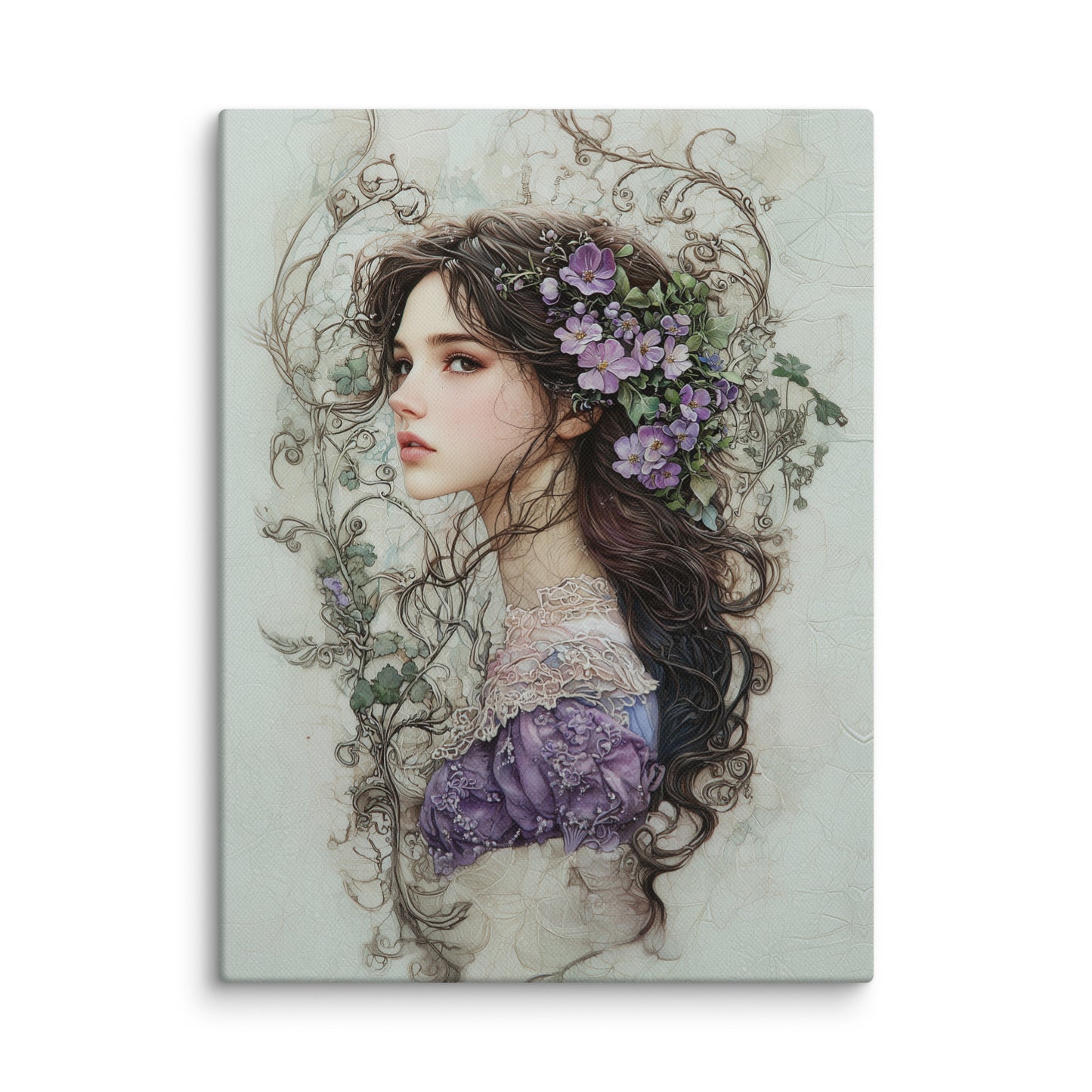 Toile Art Nouveau - Femme Délicate Affiches, reproductions et œuvres graphiques Art Virtuoso S