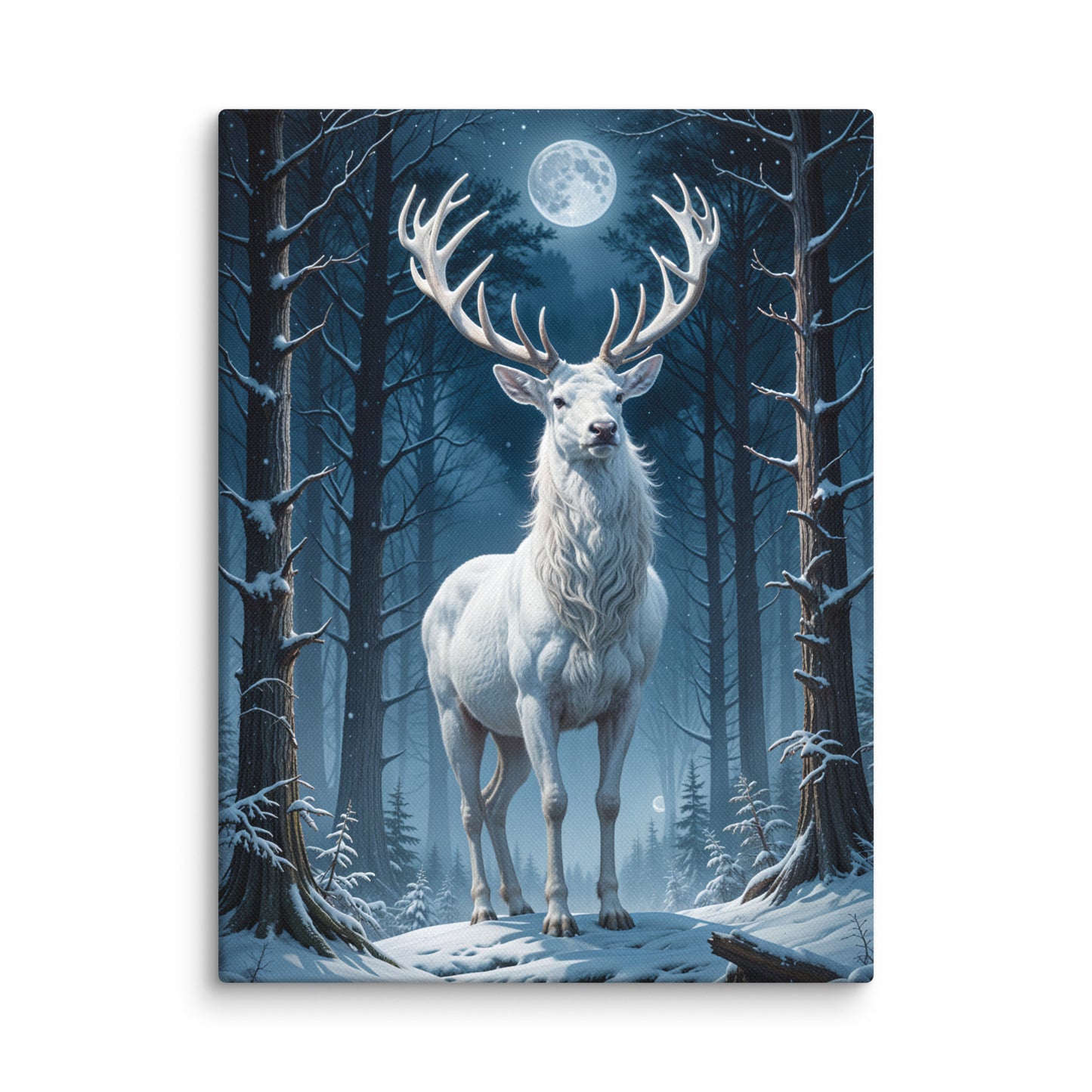Tableau Cerf - Forêt au Clair de Lune Affiches, reproductions et œuvres graphiques Art Virtuoso S