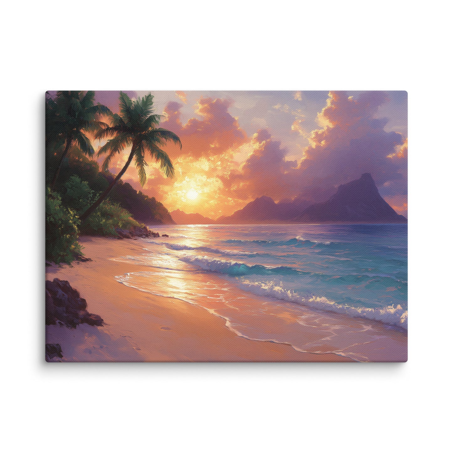 Tableau Peinture Huile - Paysage Tropical Couchant Affiches, reproductions et œuvres graphiques Art Virtuoso S