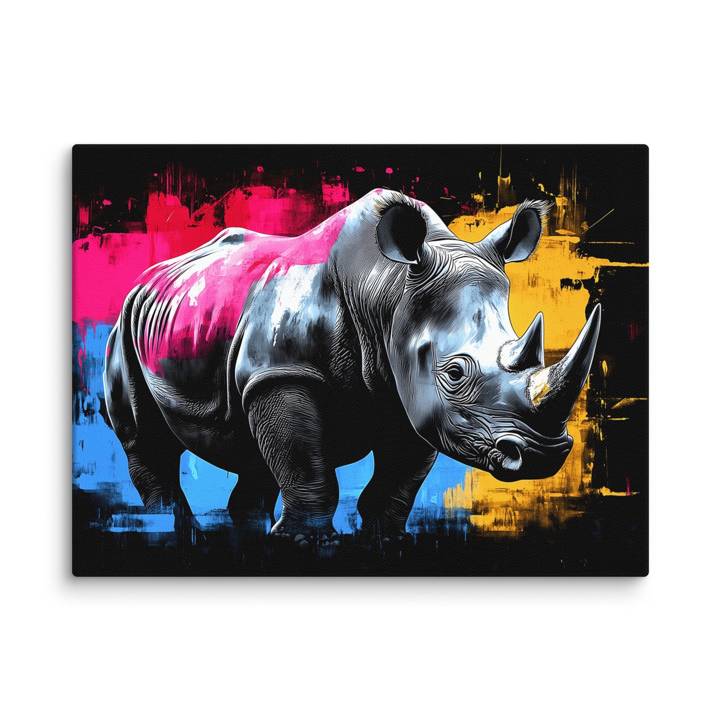 Tableau Animal Multicolore - Rhinocéros Pop Affiches, reproductions et œuvres graphiques Art Virtuoso S