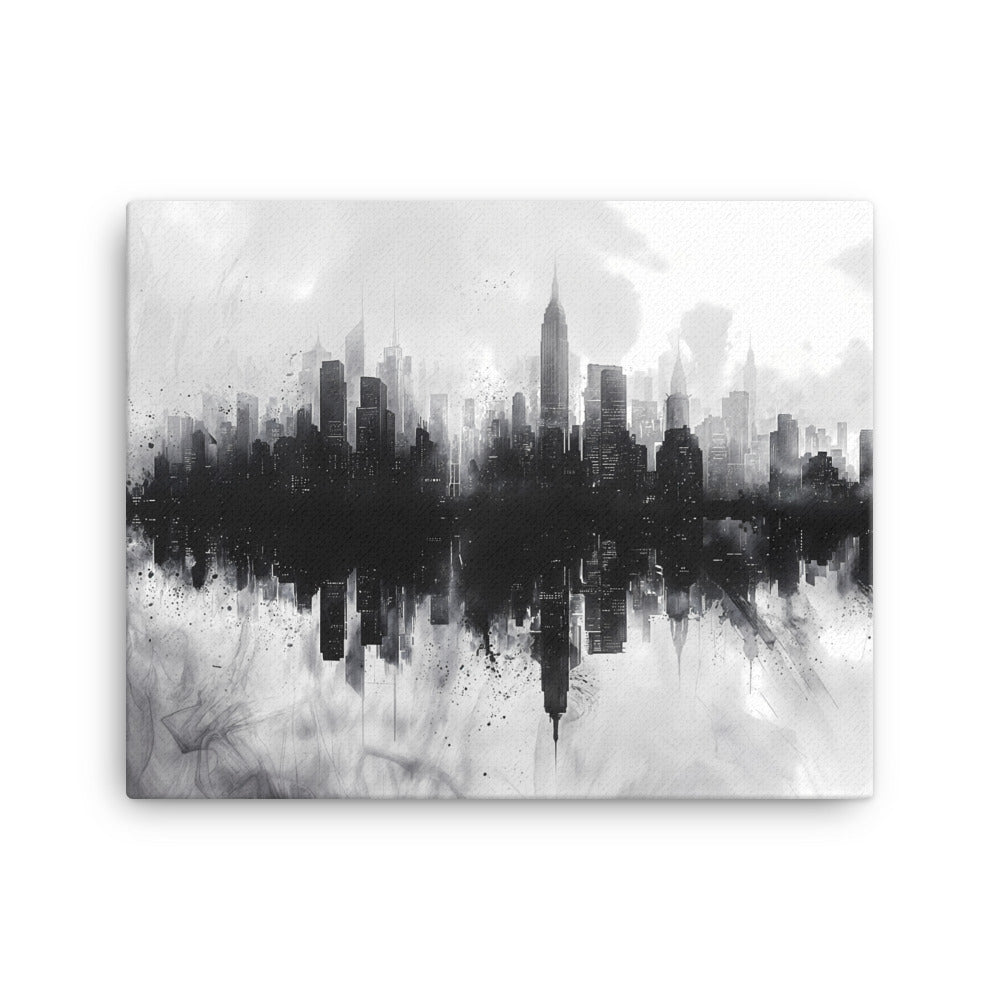 Tableau Street Art Noir et Blanc – Silhouette Urbaine Art Virtuoso M