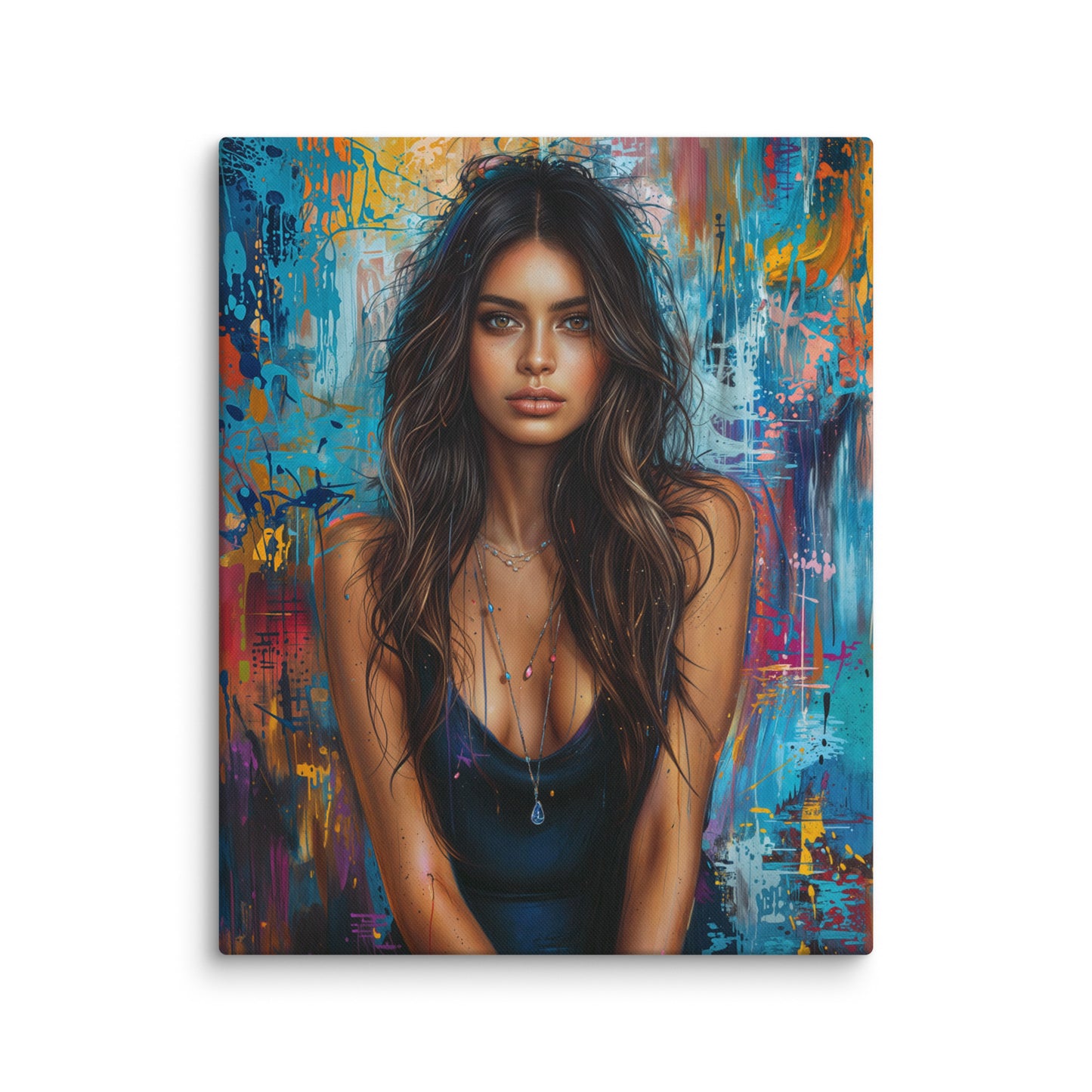 Tableau Peinture Femme Sensuelle sur fond Abstrait Art Virtuoso M