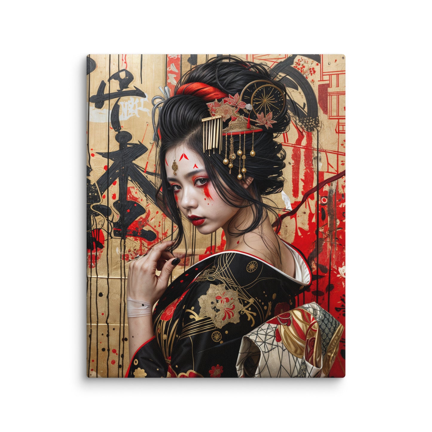 Tableau Peinture Geisha de Dos - Keiko Art Virtuoso M