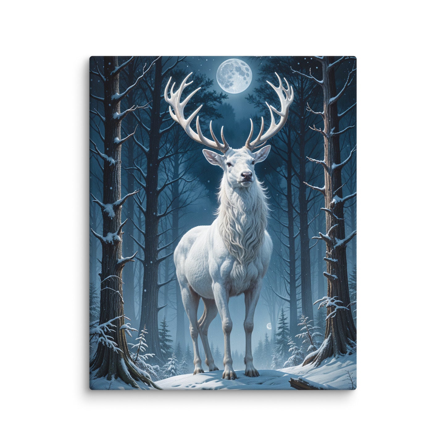 Tableau Cerf - Forêt au Clair de Lune Affiches, reproductions et œuvres graphiques Art Virtuoso M