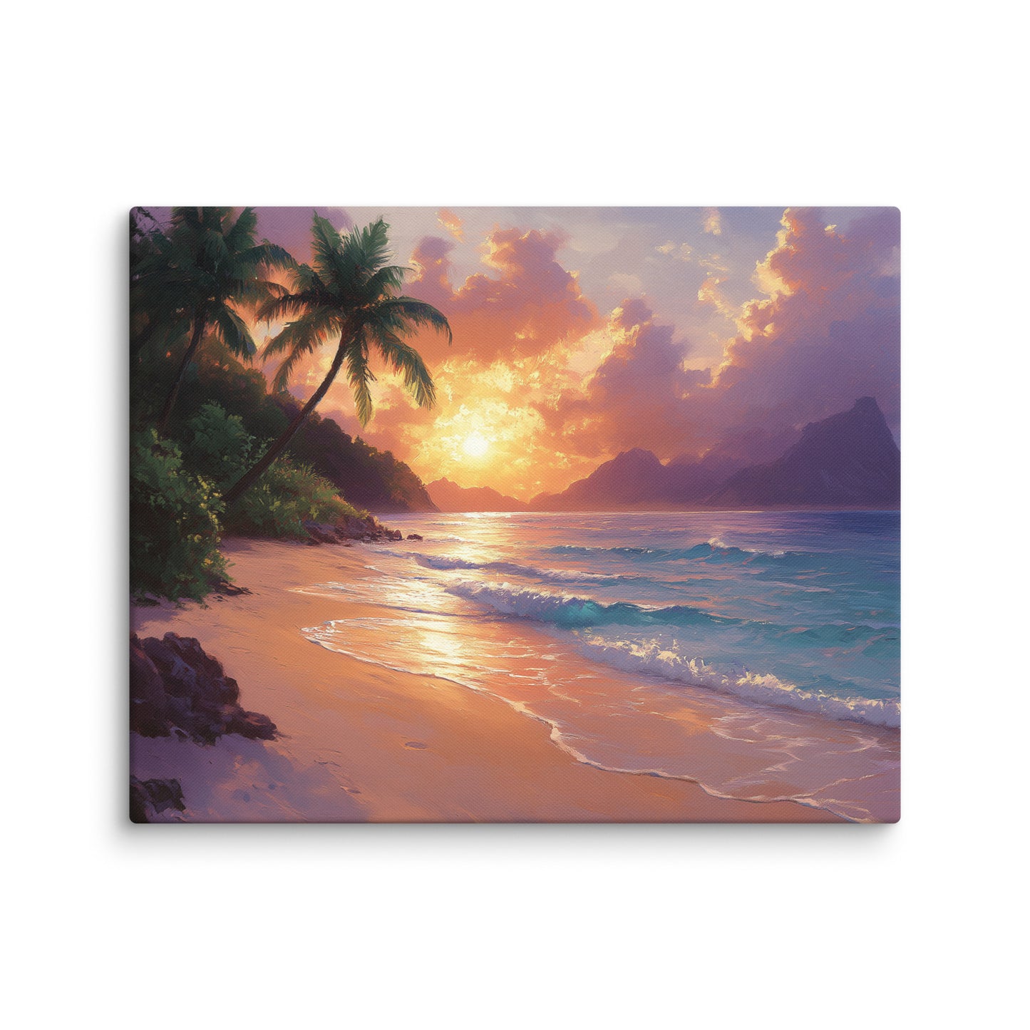 Tableau Peinture Huile - Paysage Tropical Couchant Affiches, reproductions et œuvres graphiques Art Virtuoso M