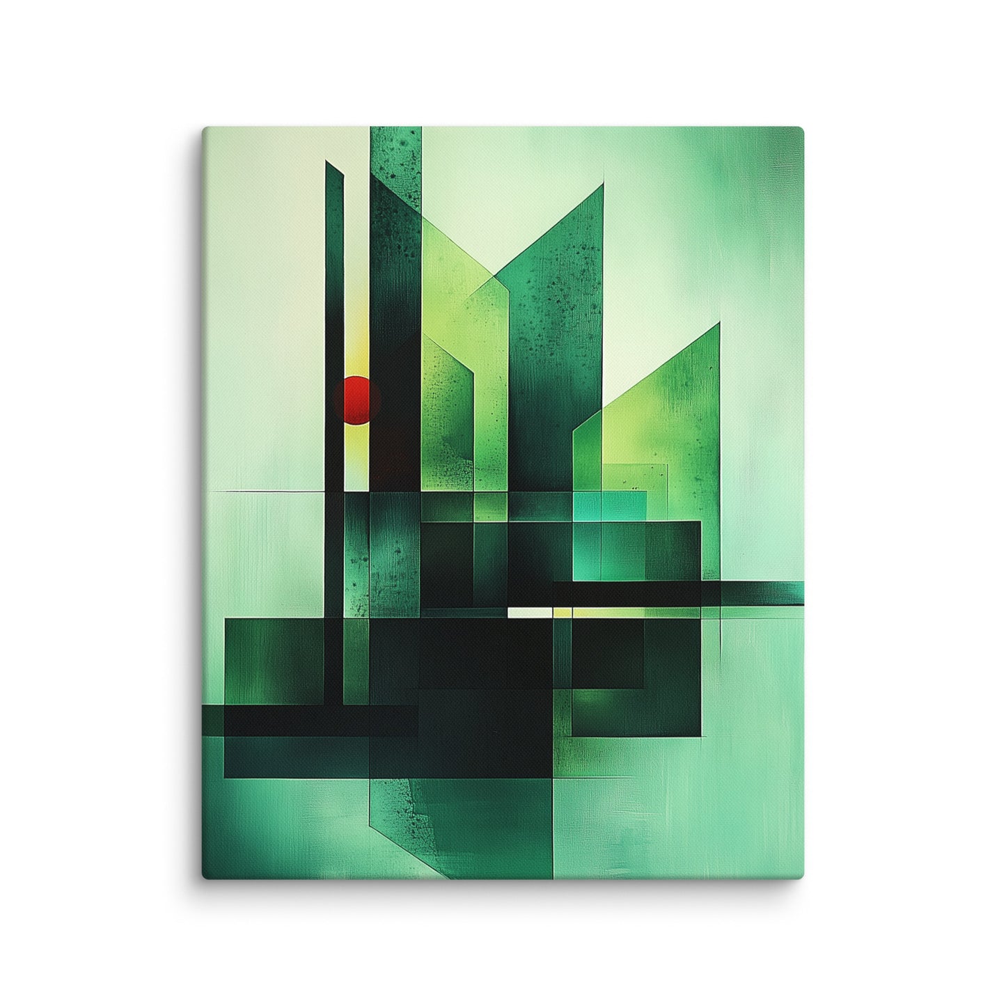 Tableau Géométrique Vert - Cité Abstraite Affiches, reproductions et œuvres graphiques Art Virtuoso M