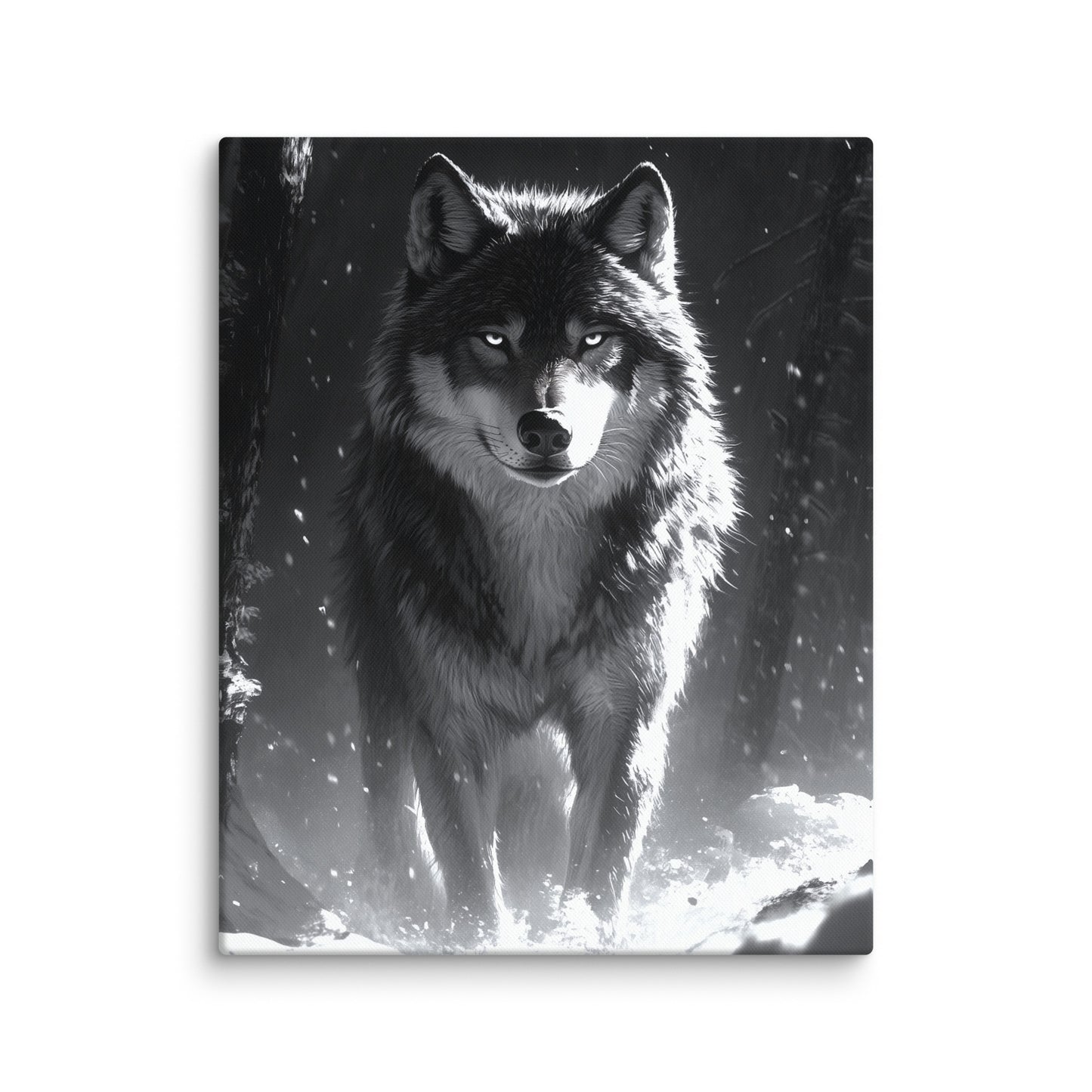 Tableau Loup Noir et Blanc : Gardien de l'Hiver Affiches, reproductions et œuvres graphiques Art Virtuoso M