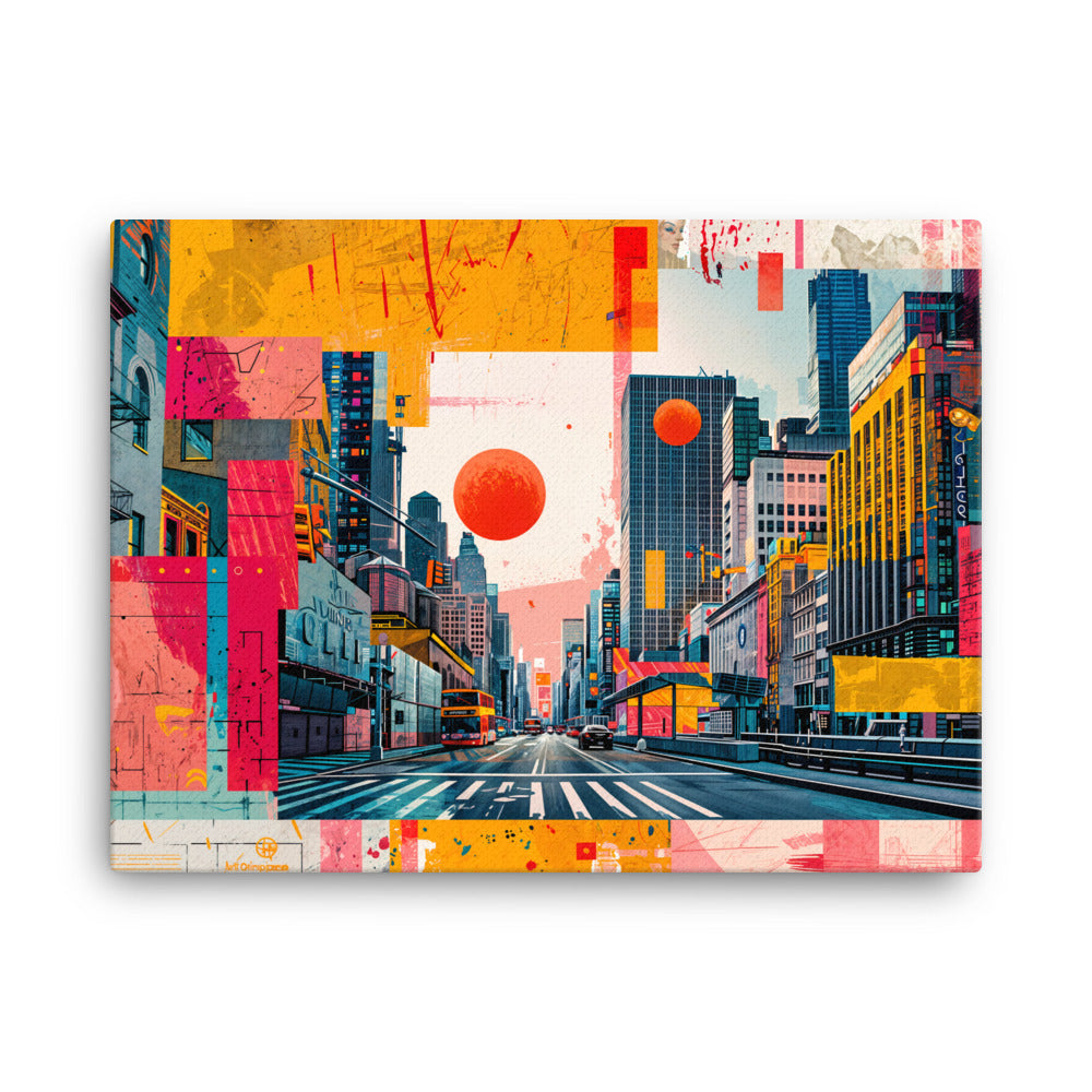 Tableau Pop Art - Street Art - Ville en Patchwork Art Virtuoso L