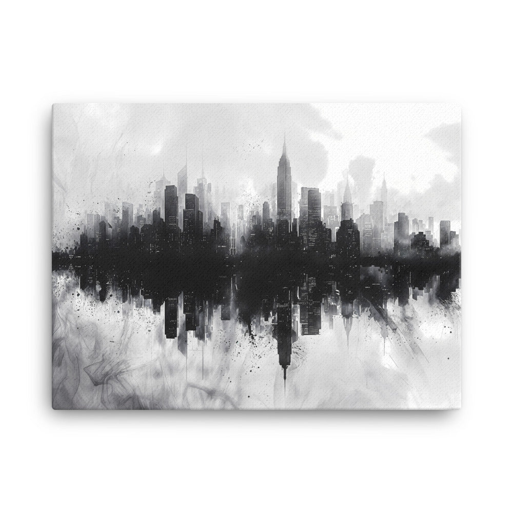 Tableau Street Art Noir et Blanc – Silhouette Urbaine Art Virtuoso L