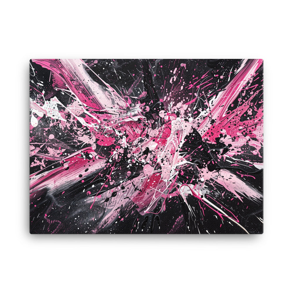 Tableau Abstrait Rose et Noir Contemporain Art Virtuoso L