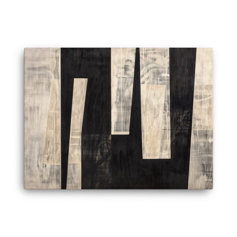 Tableau Abstrait Noir et Beige – Élégance Intemporelle Art Virtuoso L