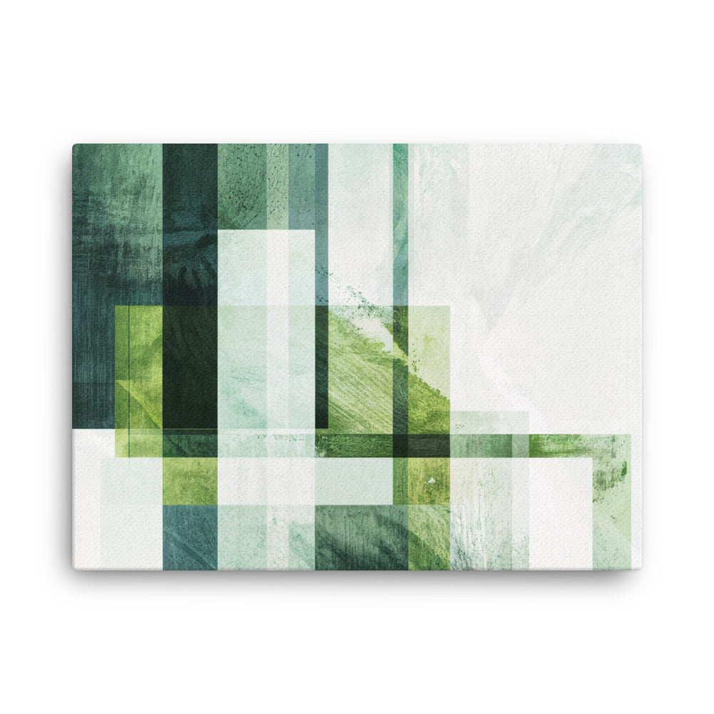 Tableau Abstrait Blanc et Vert Contemporain - Harmonie Végétale Art Virtuoso L