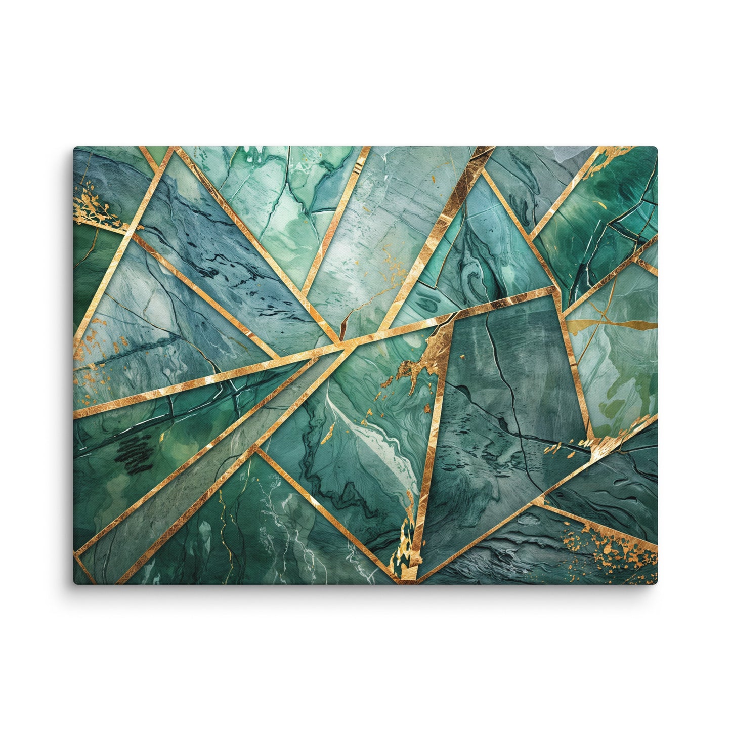 Tableau Abstrait Vert et Or Art Virtuoso L