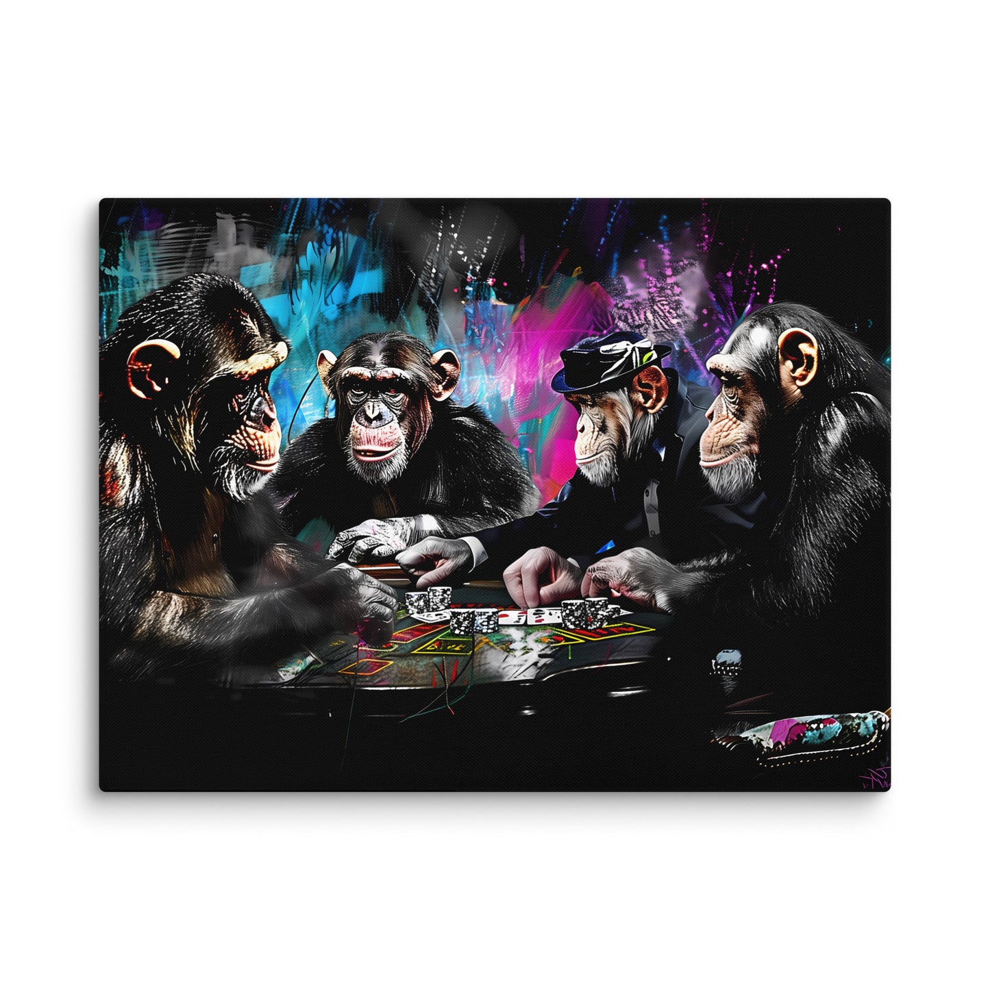 Tableau Singe - Poker Street Art Affiches, reproductions et œuvres graphiques Art Virtuoso L