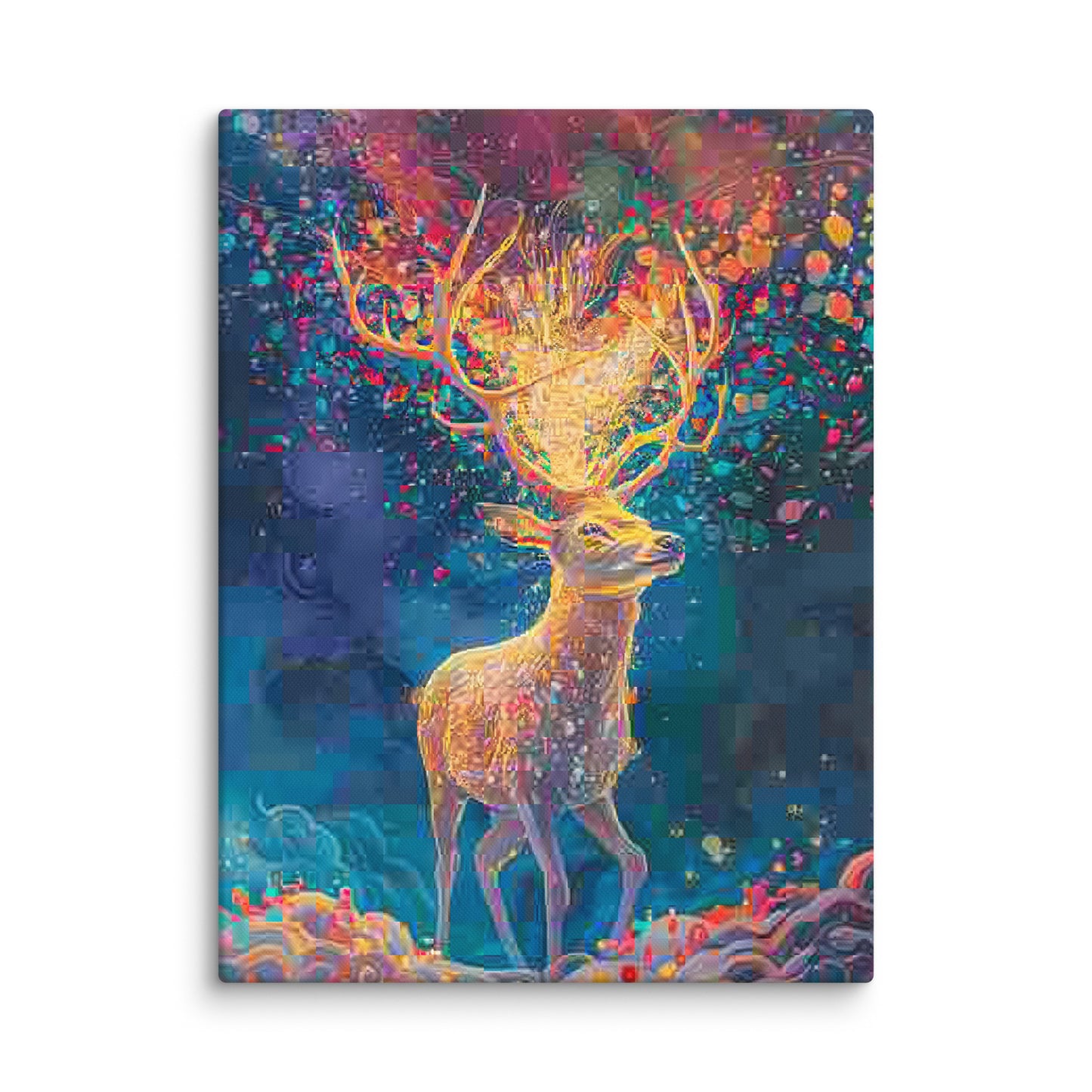 Tableau Cerf Coloré Abstrait Art Virtuoso L