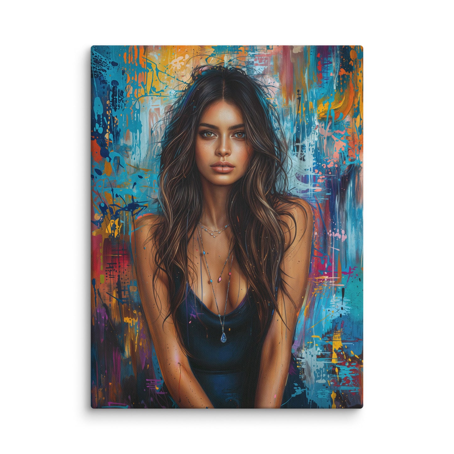 Tableau Peinture Femme Sensuelle sur fond Abstrait Art Virtuoso L