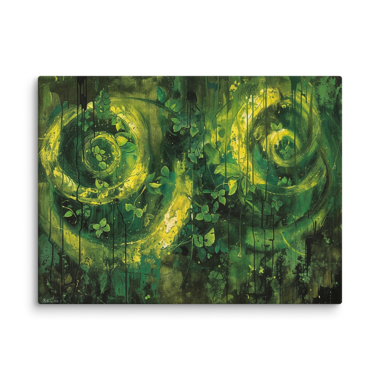 Peinture Tableau Vert - Spirales Végétales Art Virtuoso L