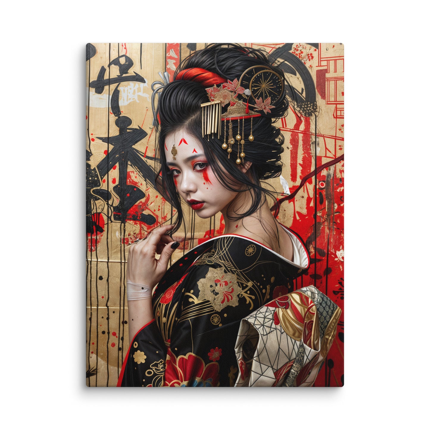 Tableau Peinture Geisha de Dos - Keiko Art Virtuoso L