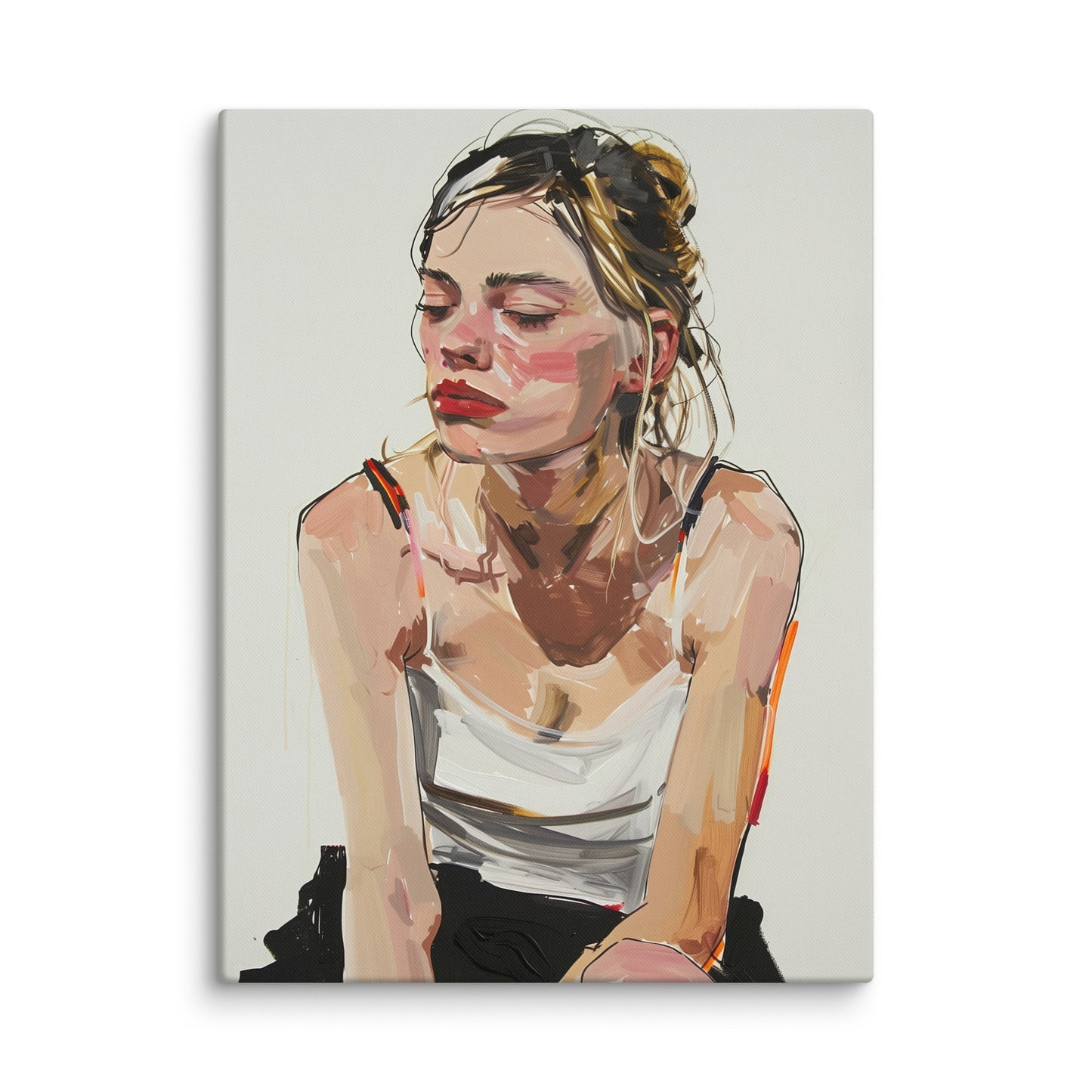 Tableau Minimaliste - Femme Pensive Affiches, reproductions et œuvres graphiques Art Virtuoso L