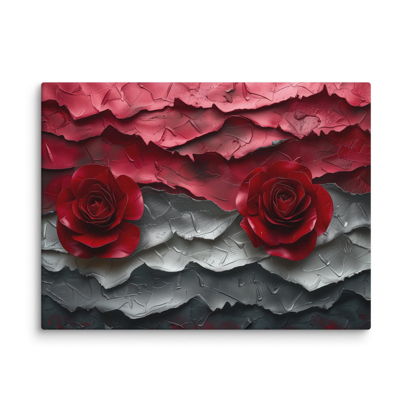 Tableau Déco Rouge et Gris - Roses Délicates Affiches, reproductions et œuvres graphiques Art Virtuoso L