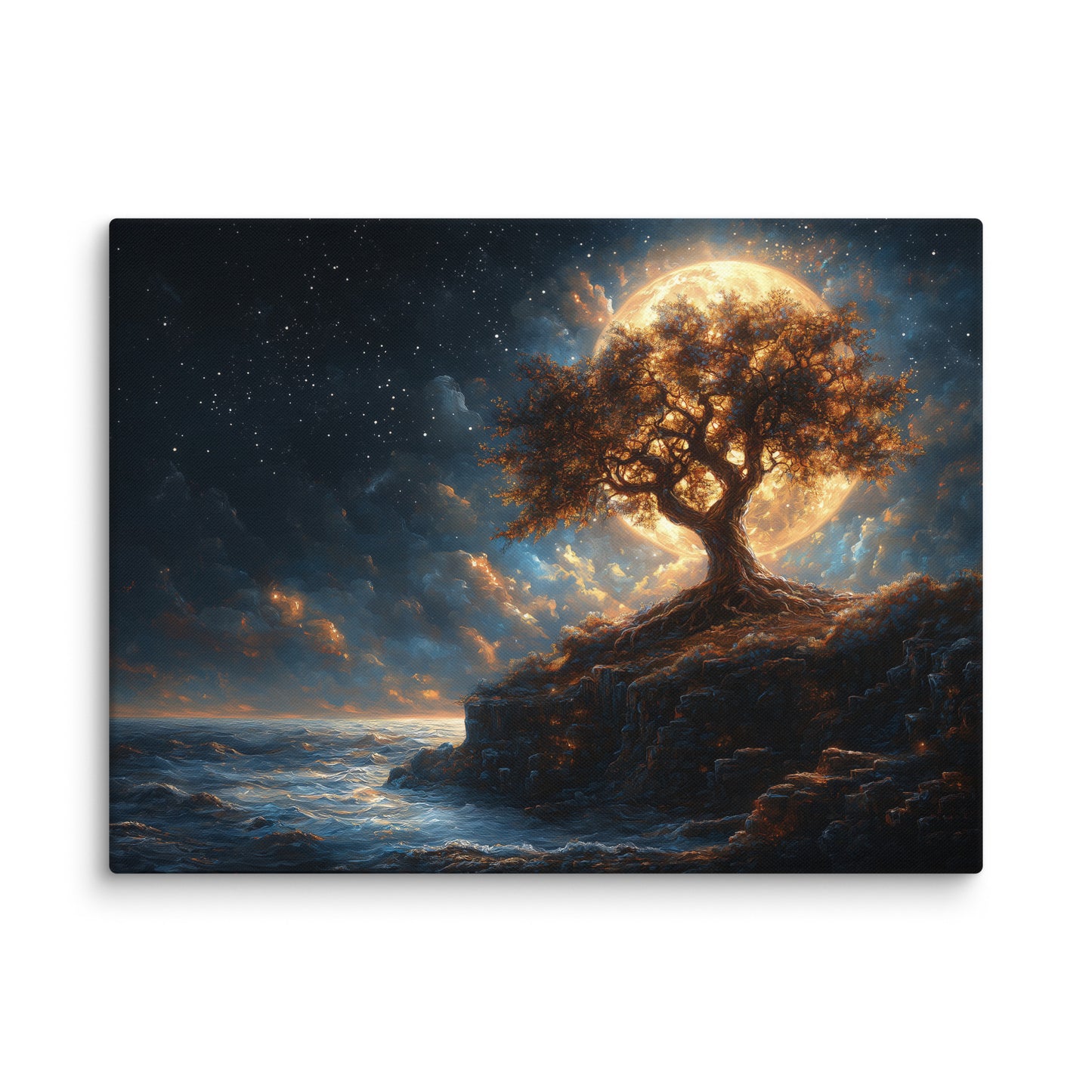 Peinture Style Romantique - Arbre au clair de lune Affiches, reproductions et œuvres graphiques Art Virtuoso L