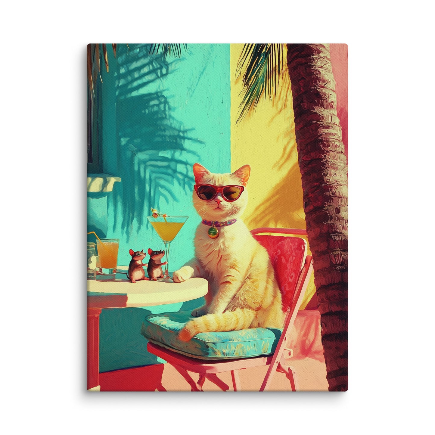 Tableau Original - Chat en Vacances Affiches, reproductions et œuvres graphiques Art Virtuoso L