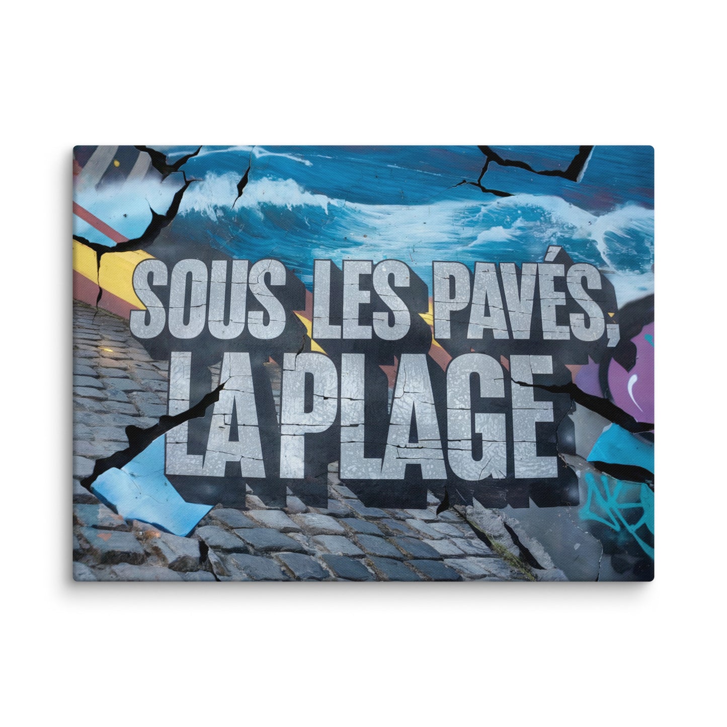 Toile Graffiti Couleur - Sous les Pavés, la Plage Affiches, reproductions et œuvres graphiques Art Virtuoso L