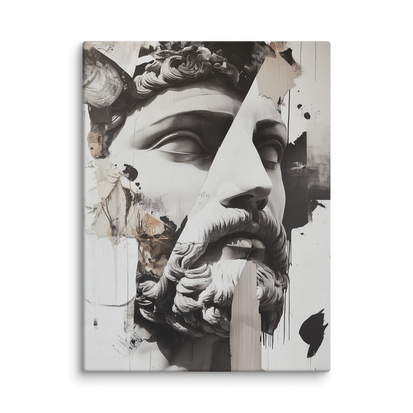 Toile Dessin Street Art Noir et Blanc - Dieu Grec Affiches, reproductions et œuvres graphiques Art Virtuoso L