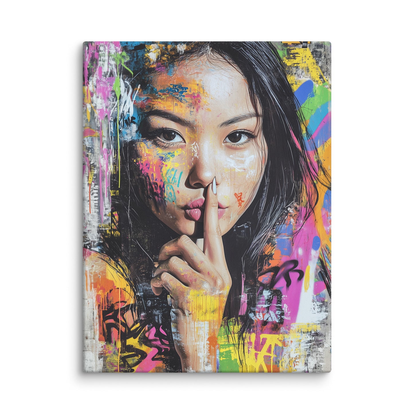 Toile Femme Graffiti - Le Silence Affiches, reproductions et œuvres graphiques Art Virtuoso L