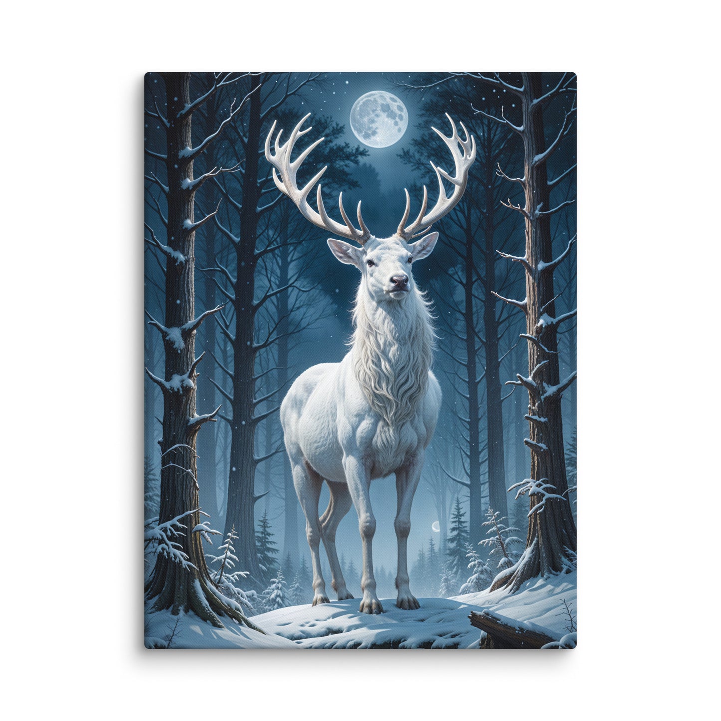 Tableau Cerf - Forêt au Clair de Lune Affiches, reproductions et œuvres graphiques Art Virtuoso L