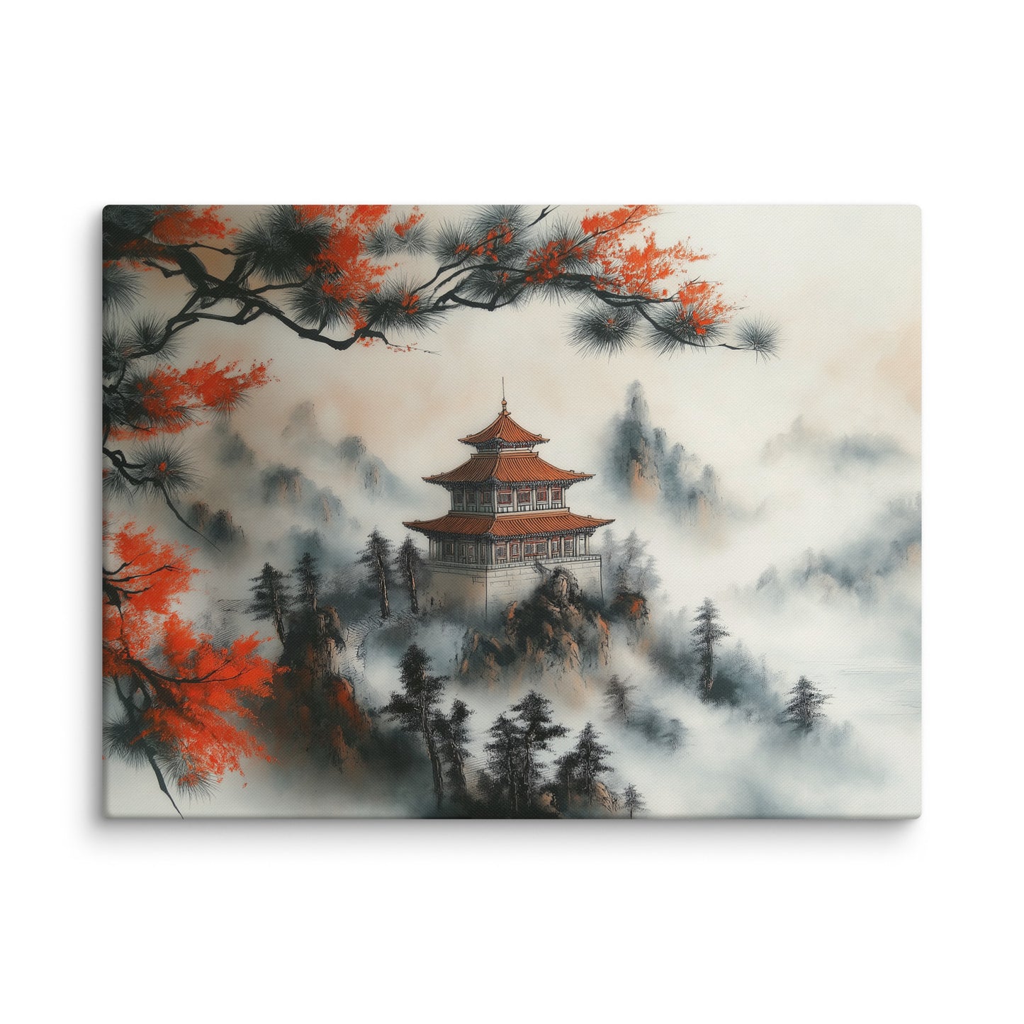 Tableau Paysage Chinois - Pagode et Érables Rouges Affiches, reproductions et œuvres graphiques Art Virtuoso L