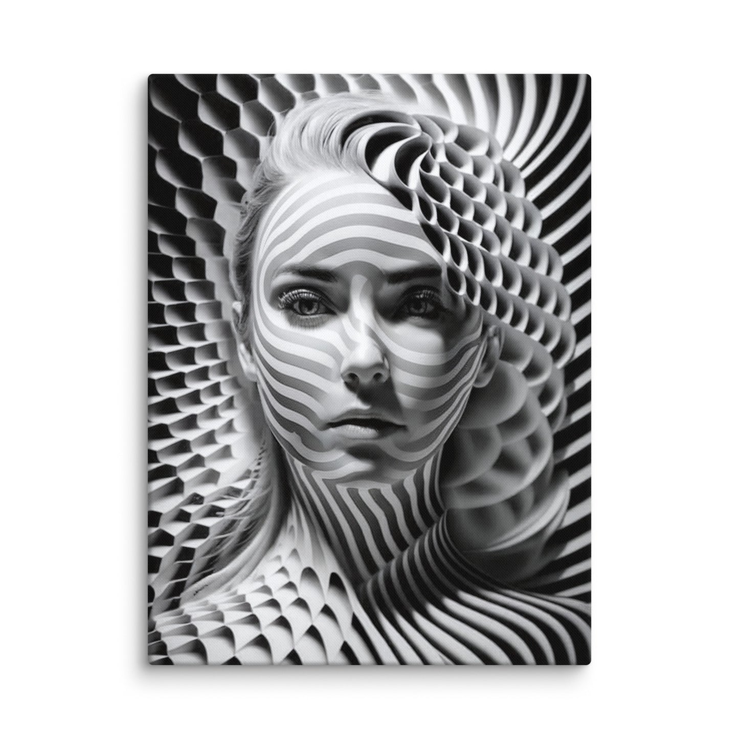 Portrait Illusion d Optique - Visage Femme entre Art et Géométrie Affiches, reproductions et œuvres graphiques Art Virtuoso L