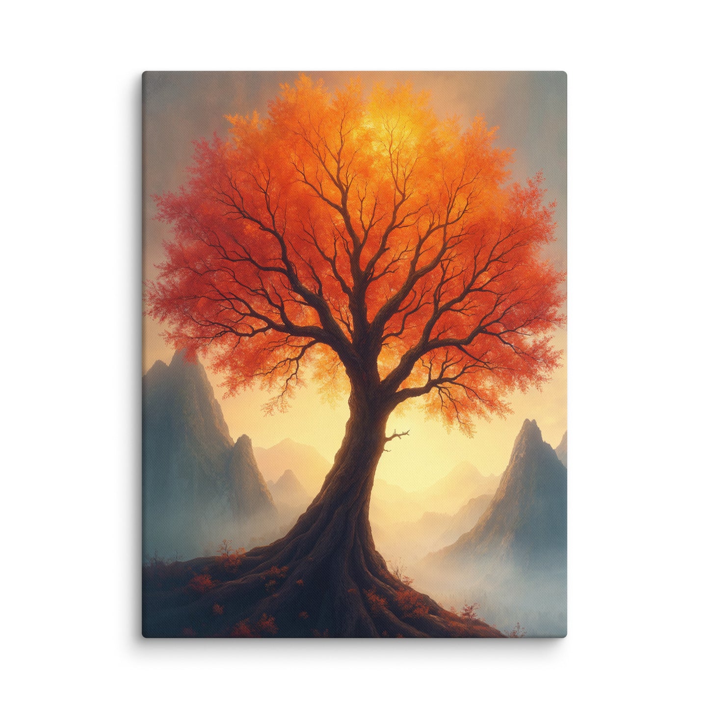 Arbre Rouge Sur Toile - Nature automnale mystique Affiches, reproductions et œuvres graphiques Art Virtuoso L