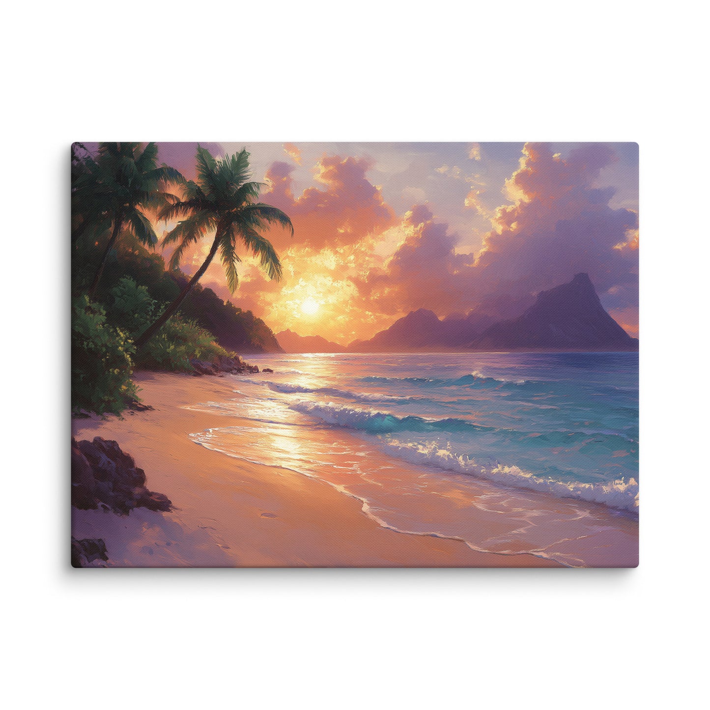 Tableau Peinture Huile - Paysage Tropical Couchant Affiches, reproductions et œuvres graphiques Art Virtuoso L