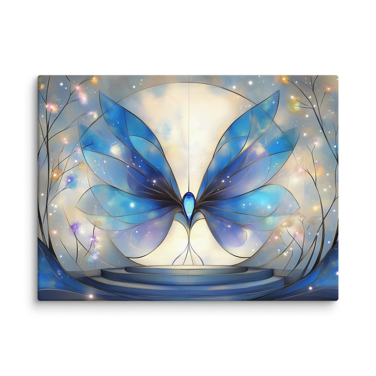 Tableau Art Deco Bleu - Papillon Céleste Affiches, reproductions et œuvres graphiques Art Virtuoso L