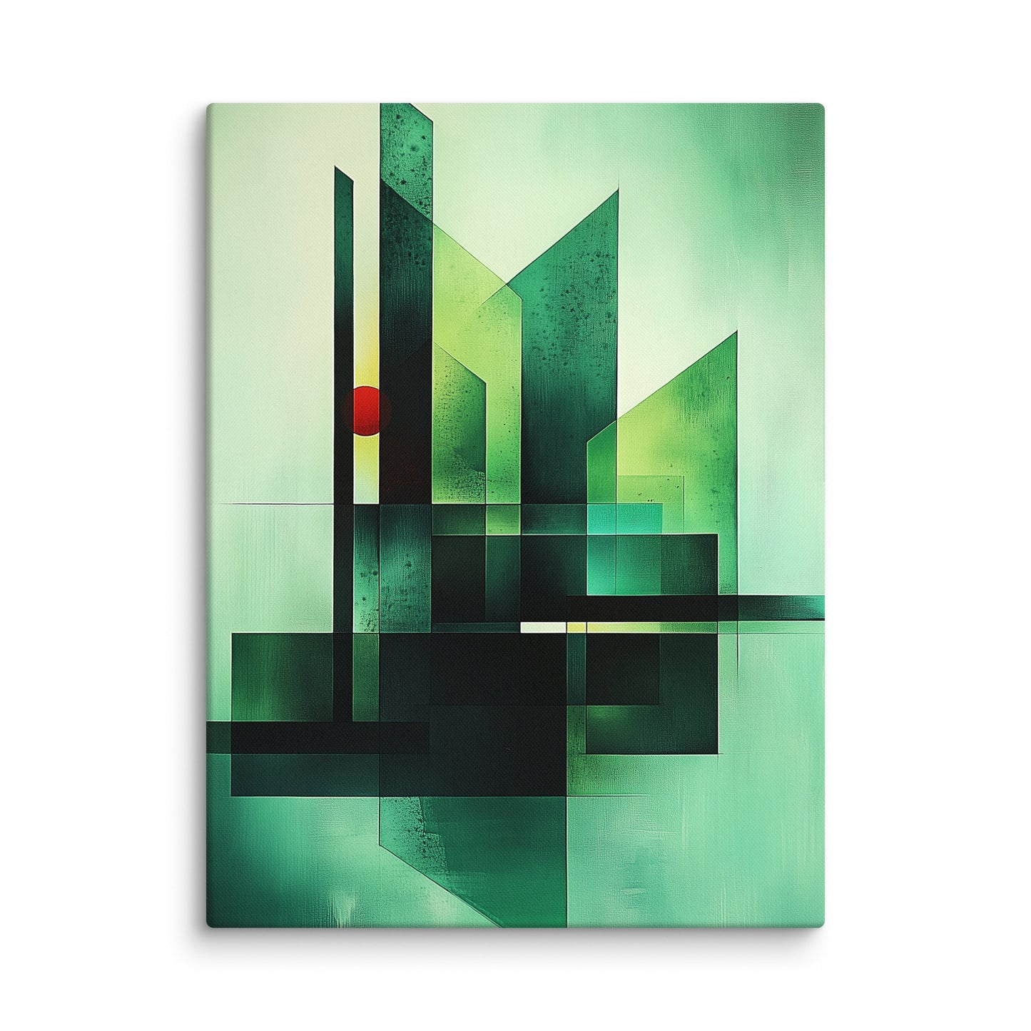 Tableau Géométrique Vert - Cité Abstraite Affiches, reproductions et œuvres graphiques Art Virtuoso L