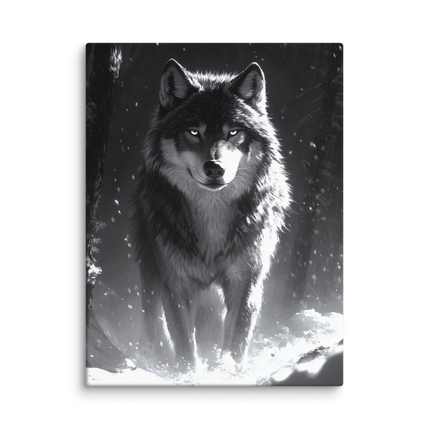 Tableau Loup Noir et Blanc : Gardien de l'Hiver Affiches, reproductions et œuvres graphiques Art Virtuoso L