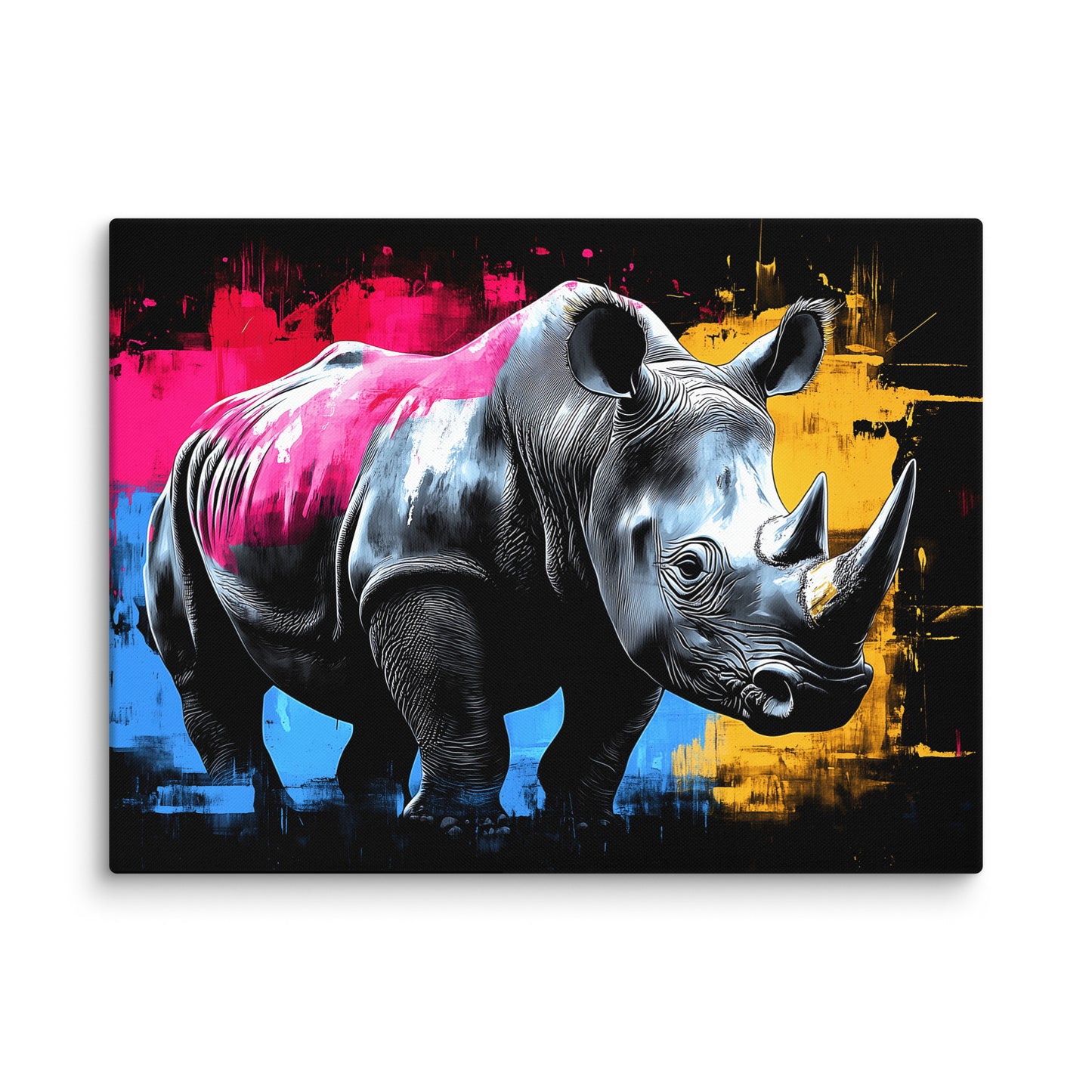 Tableau Animal Multicolore - Rhinocéros Pop Affiches, reproductions et œuvres graphiques Art Virtuoso L