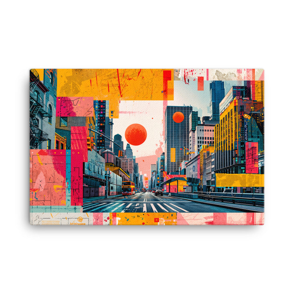 Tableau Pop Art - Street Art - Ville en Patchwork Art Virtuoso XL