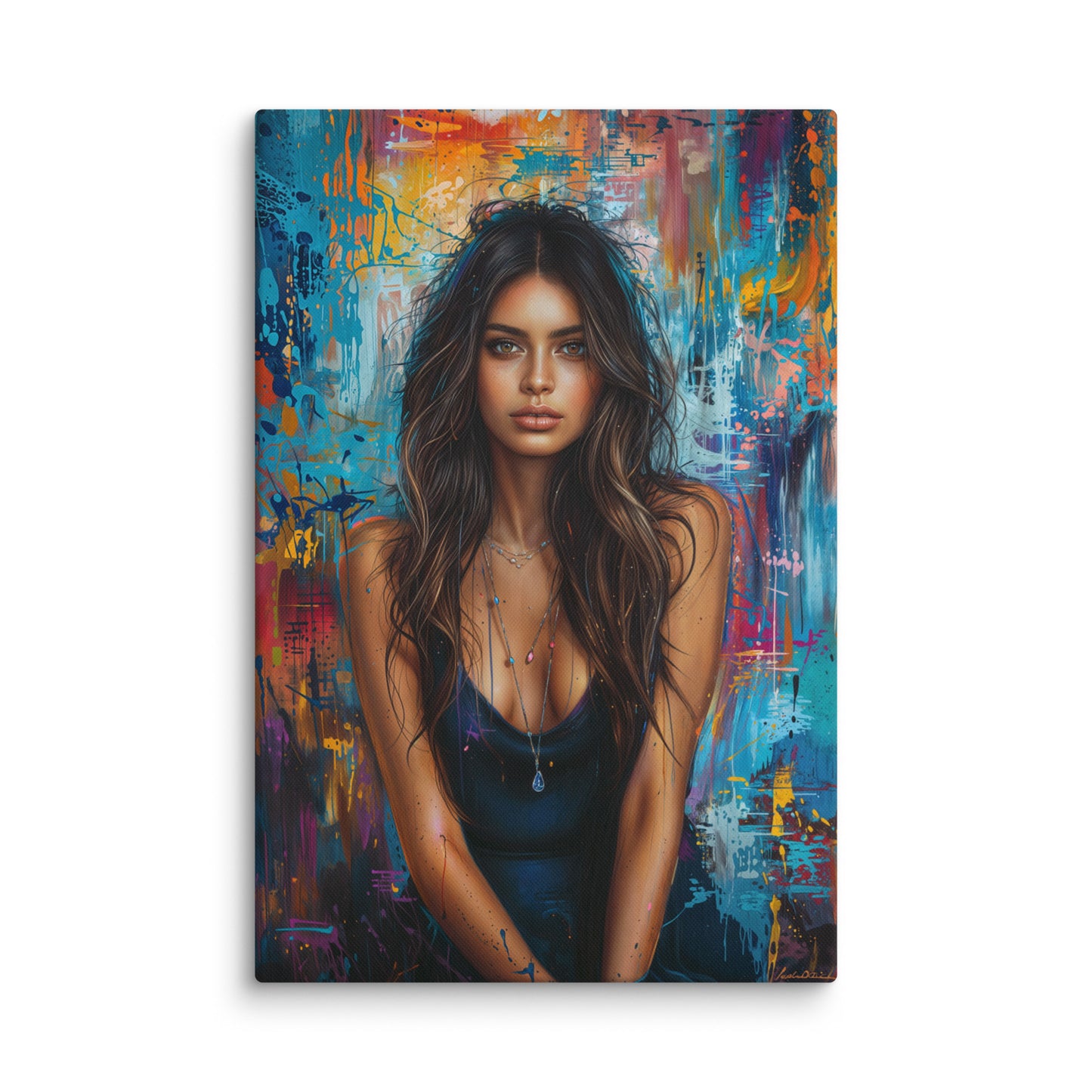 Tableau Peinture Femme Sensuelle sur fond Abstrait Art Virtuoso XL