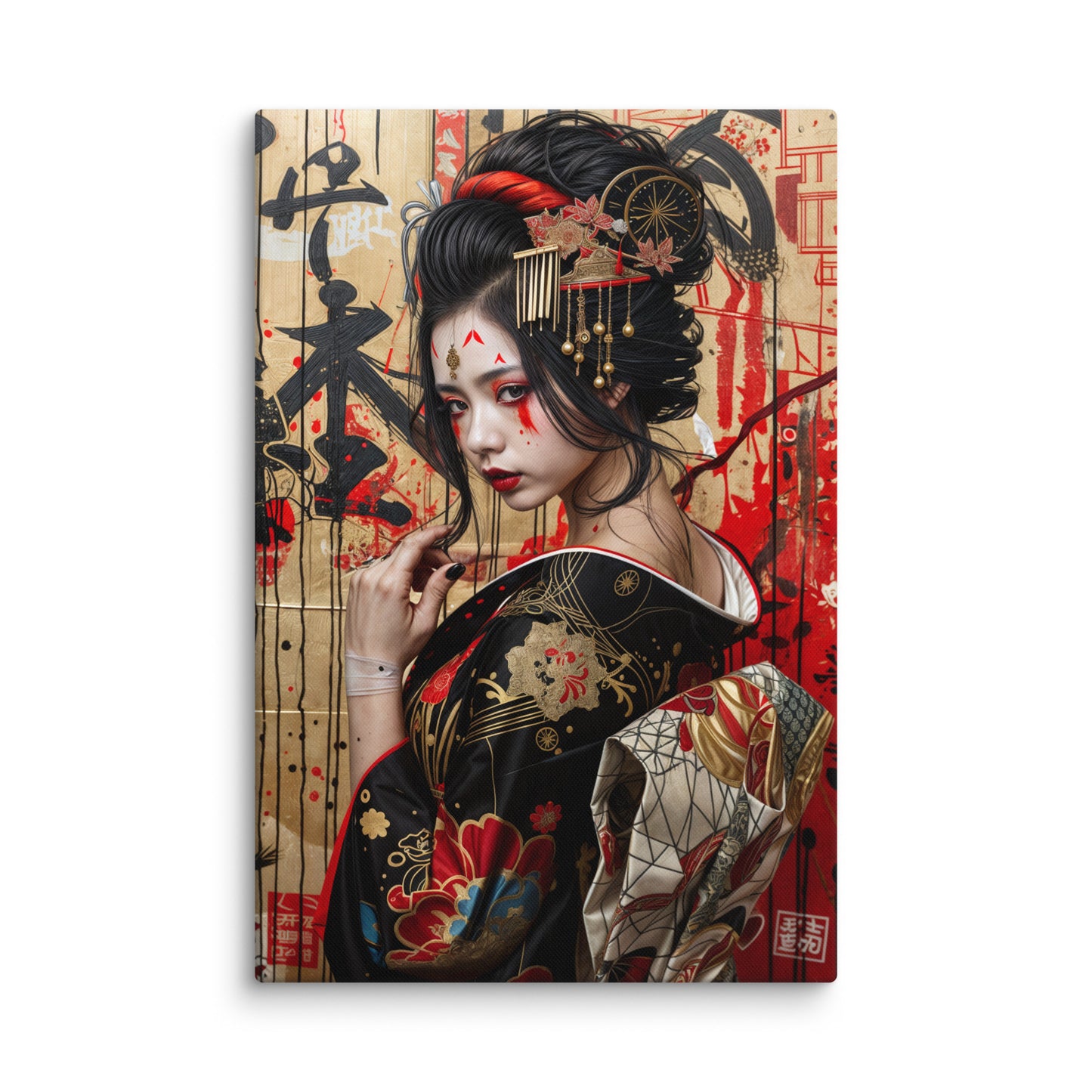 Tableau Peinture Geisha de Dos - Keiko Art Virtuoso XL