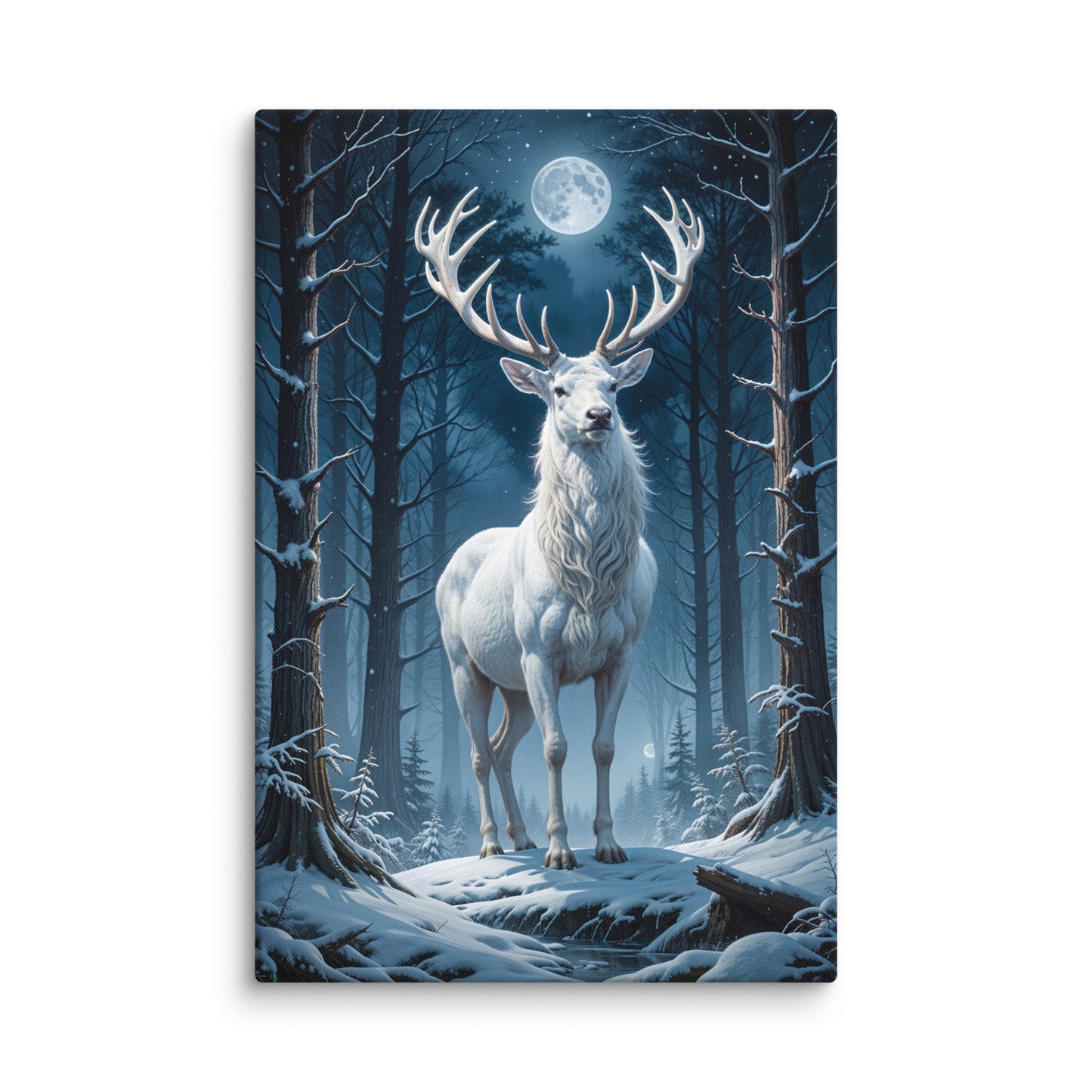 Tableau Cerf - Forêt au Clair de Lune Affiches, reproductions et œuvres graphiques Art Virtuoso XL